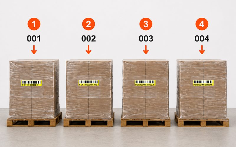 Handling units labelled in order